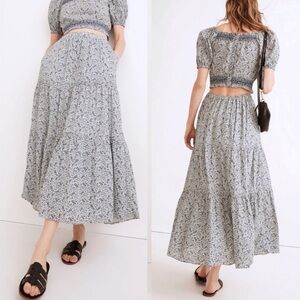 Madewell Button-Front Tiered Maxi Skirt in Florentine Floral Size 1X